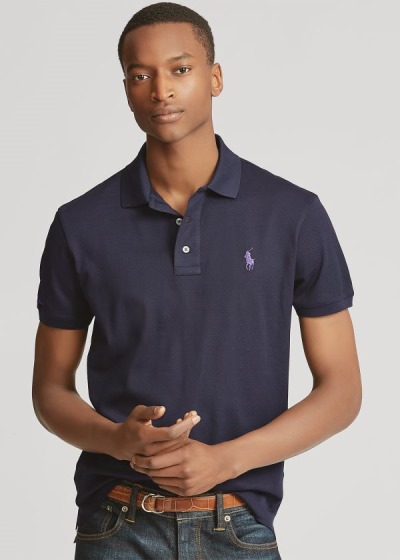 Polos Ralph Lauren Hombre Azul Marino - Custom Slim Fit Piqué - ZFUJD8750